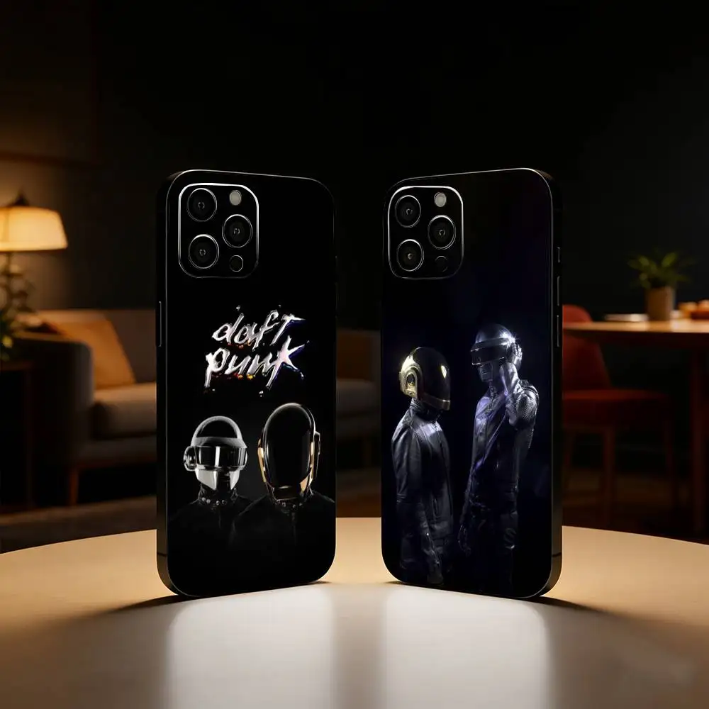 

D-Daft P-Punk Band Phone Case For iPhone17,16,15,14,13,12 Plus,Max Soft Silicone Black Cover