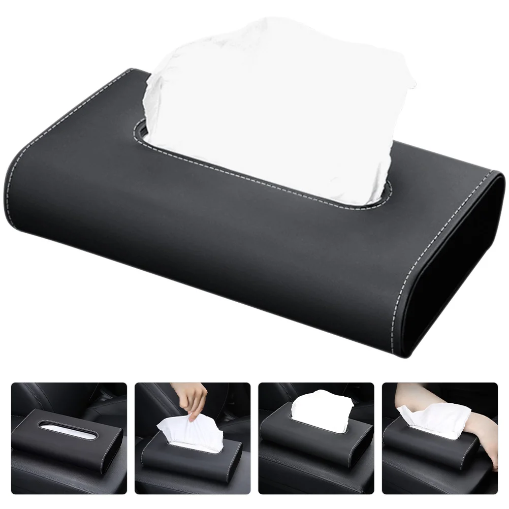 

1Set Multifunctional Wood Tissue Box Modern Black Rectangular Paper Tissue Holder Home Office Decor Organizer