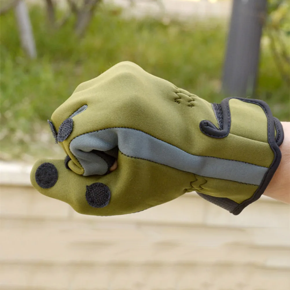 

Anti-Slip Waterproof Fishing Gloves 3-Finger Design Thermal Insulated Outdoor Gloves For Riding Winter Sports (Xl Green)