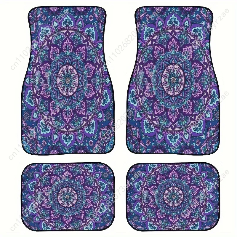 

Bohemian Flowers 4pcs Universal Car Floor Mats All-Season Fashionable Auto Interio Absorbent Non-Slip Washable Car Floor Mats
