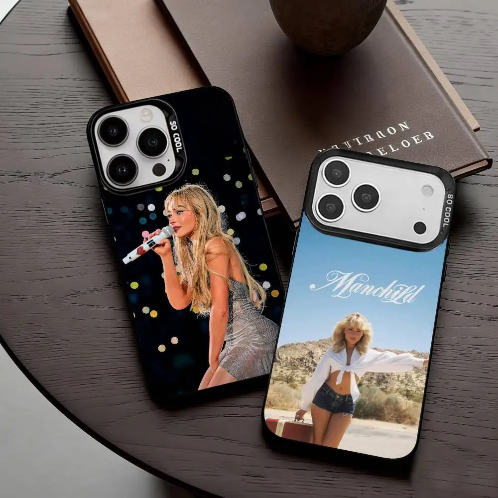 

Singer S-Sabrina C-Carpenter Phone Case For iPhone17,16,15,14,13,12,11 Plus,Pro Max Candy Silver Plated Inside Cover