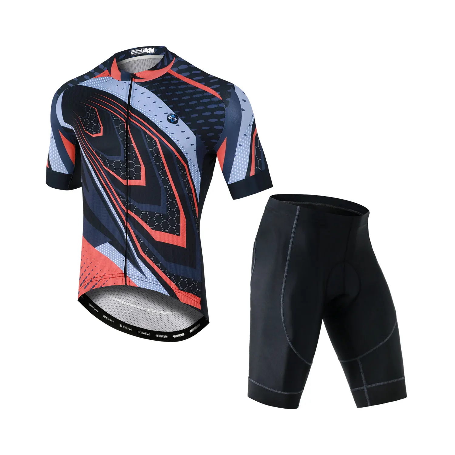 

Men's Full Zip Cycling Jersey & Padded Bib Shorts Racing Bicycle Clothing Suit Breathable Quick Dry Mountain Bike Clothes