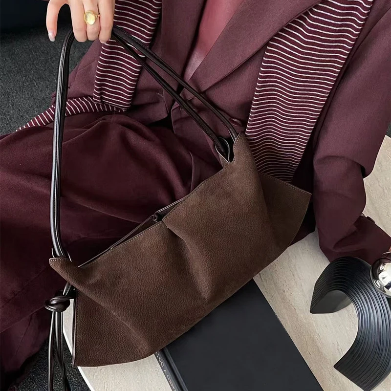 

Fashion Retro Pleat Bag Korean-style High-end Shoulder Bag High-quality Suede Pu Handbag New Solid Color Versatile Commuter Bags