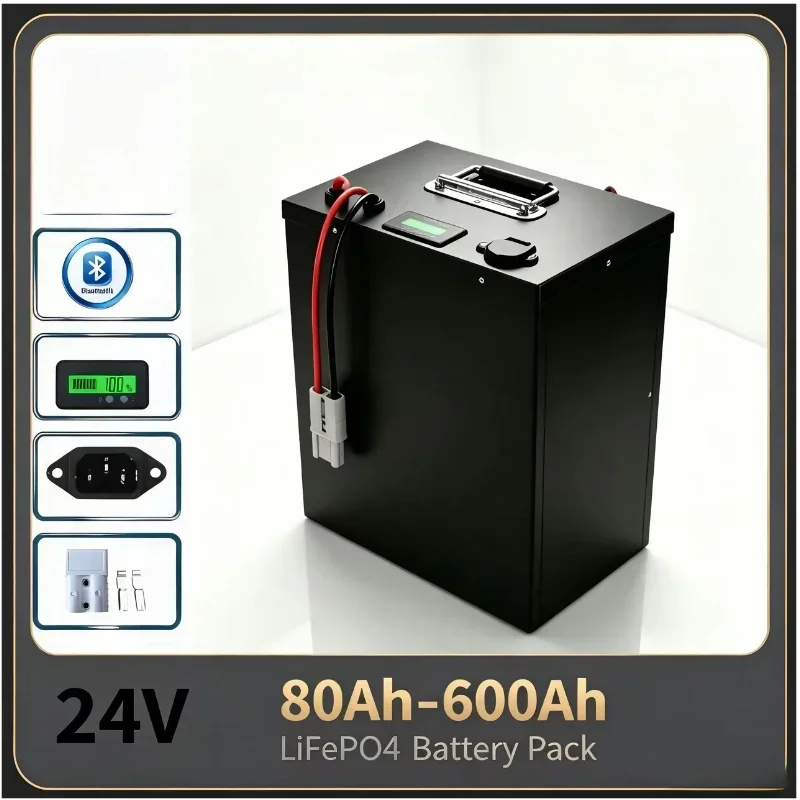 24V LiFePO4 Battery Pack 100Ah-600Ah, Built-in Smart BMS Protection. Deep Cycle Rechargeable Lithium Battery, Stable Power Suppl