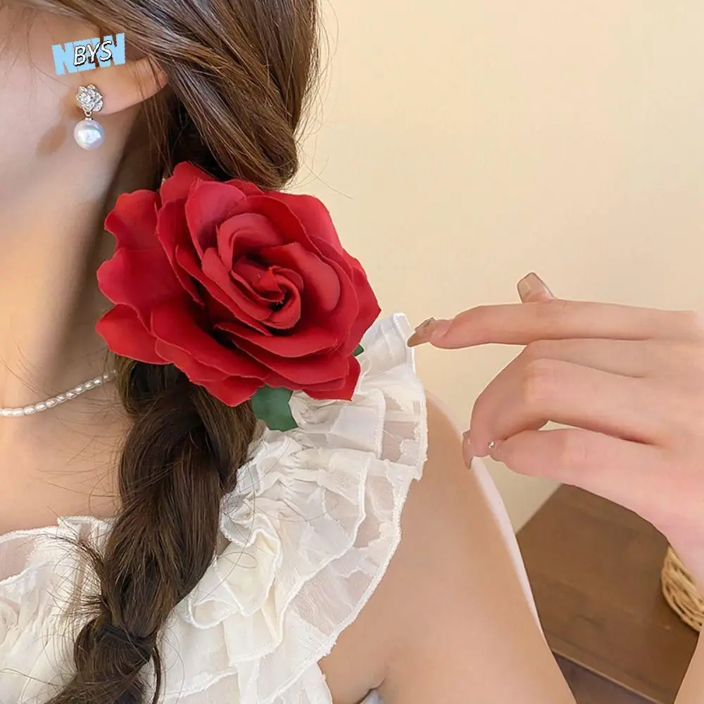 

Cloth Flower Hair Clip Korean Style Vacation Style Headwear Rose Hairpin Female Hair Accessories Headdress