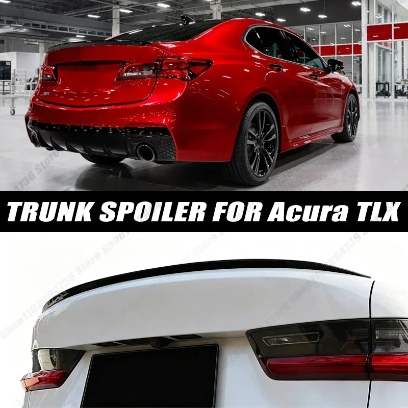 120CM Glossy Black Soft Rubber Universal Rear Trunk Spoiler 5D Carbon Look Tail Wing Fit For Acura TLX Sedan Car Accessories