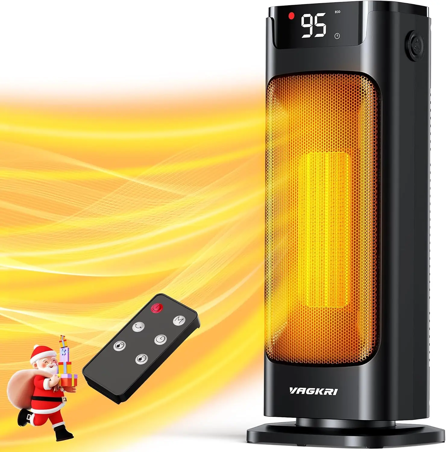 

Space Heater, 1500W Portable Electric Heater with Thermostat, Remote, 3 Modes, Timer, Oscillating, Overheating & Tip-Over