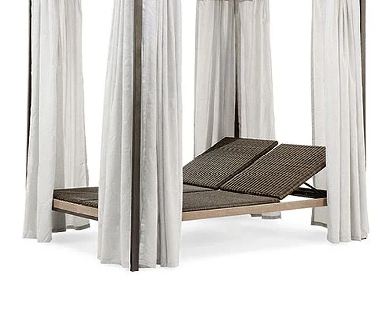 'Hotel Beach Luxury Outdoor Sun Lounger Chaise Garden Pool Lounge Chair Aluminium Rattan Double Sunbed With Canopy view 2