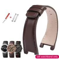 Correa cóncava de cuero de vaca para reloj, pulsera de 16x10mm, 20x12mm, 22x14mm, para Guc YA1332, YA1333, serie 1335, Gucci