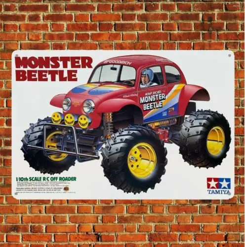 Metallposter Vintage RC-Auto Wanddekoration Blechschild Plakette Tamiya-Aluminium