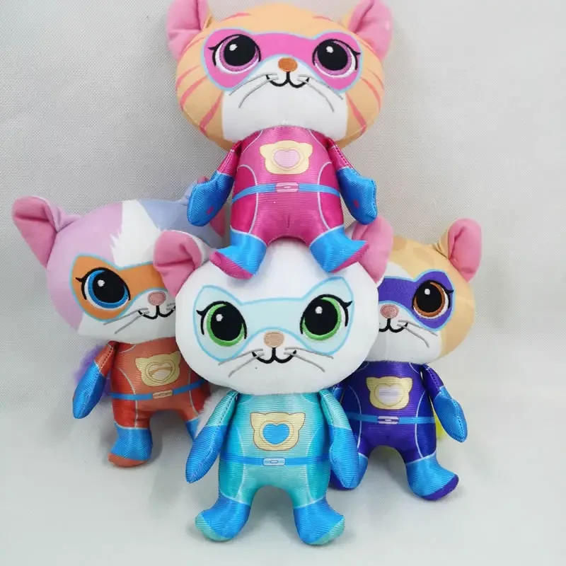 Super Kitties Team Anime peluche Crystal Super Soft peluche bambola Blue Kitten Green Kitten Yellow Kitten Doll giocattolo per bambini