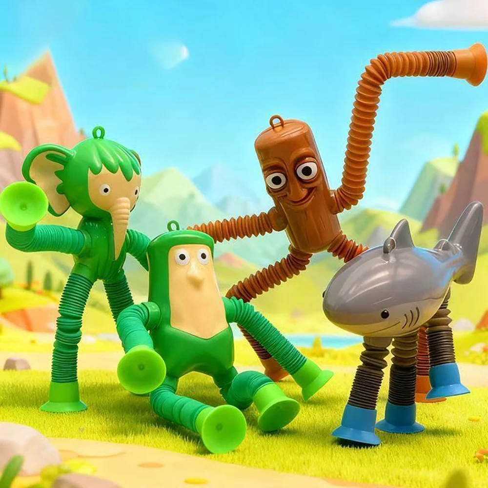 Kinder Saugnapf Spielzeug Pop Tubes Brainrot Tier Tung Sahur Tralala Teleskop Rohr Spielzeug Anti-stress Squeeze Spielzeug Geschenk
