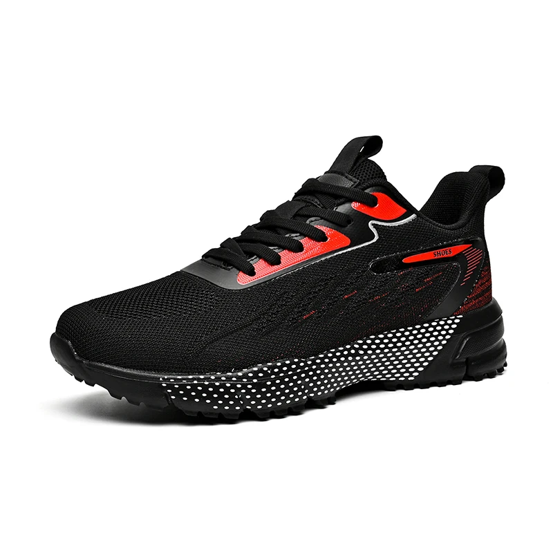 Men's Flying Woven Sneakers Casual Cushioning Running Shoes Breathable Non-slip Athletic Shoes for Outdoor Walking Gym Big Size