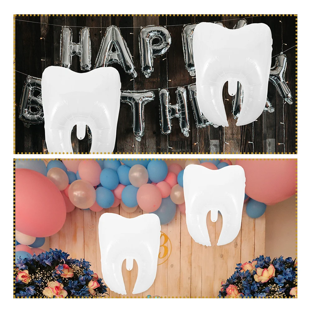 

6pcs Tooth Balloons Pe Material Inflatable Party Decorations For Birthday Christmas New Year Wall Door Window Decoration Scene