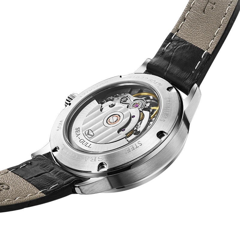 Seagull Simple Ladies' Mechanical Watch ST2130 Automatic Movement Leather Strap Watch 316L Stainless Steel Women's Watches 6042L