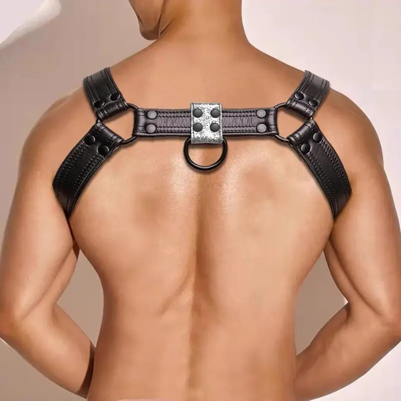 Fetish Gay Leather Chest Harness for men Adjustable Sexual Body Bondage Cage Harness Belts Rave Gay Clothing for Adult Sex