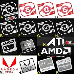 Metal Adesivo para Computador Desktop, Decoração DIY personalizada, AMD Ryzen R9, R7, R5, R, Laptop, PC, Tablet, Móvel, Digital