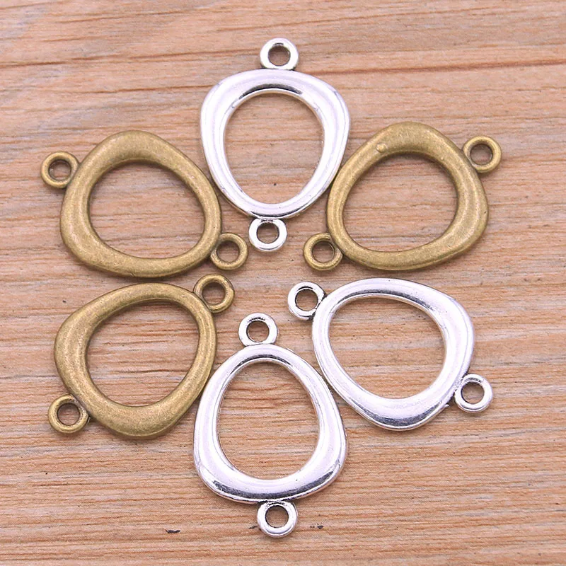 20PCS 18*27mm Wholesale New Product Two Color Oval Charms Geometry Connector Jewelry Metal Alloy DIY Marking