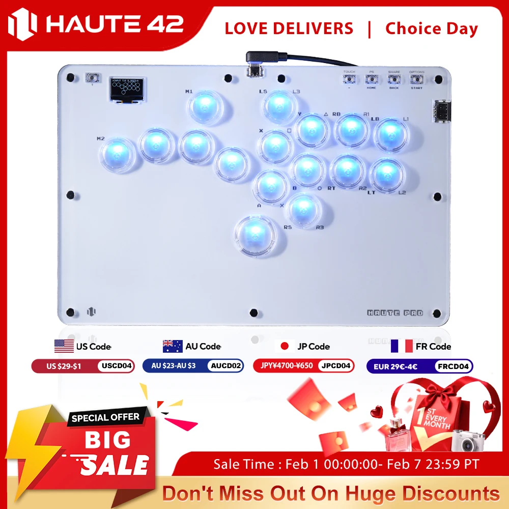 Haute42 조이스틱 아케이드 Hitbox 컨트롤러 버튼 PC/ Ps4 / ps5/Steam Fightstick Arcade...