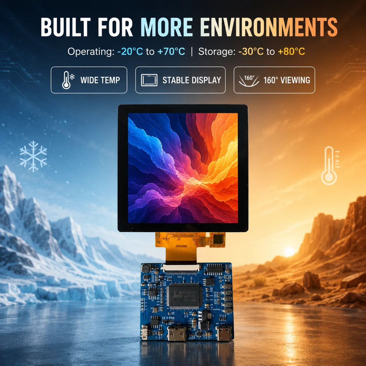 LESOWN 4" 480x480 Touch Display Module Instant Activation Tempered Glass Screen with MiniHDTV for PC Mod