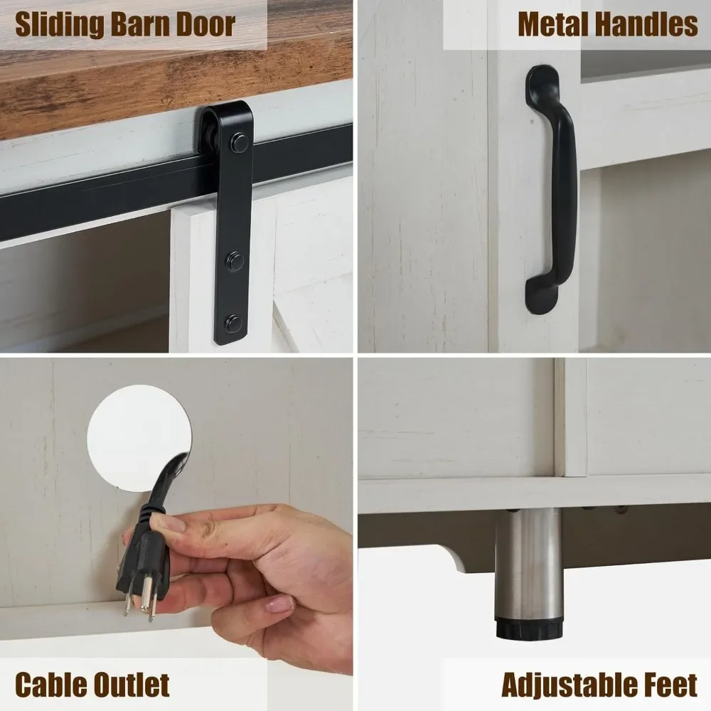 für 75-Zoll-Fernseher, Entertainment-Center mit Schiebetür und verstellbarem Regal und Füßen, Konsolentisch mit Stauraum