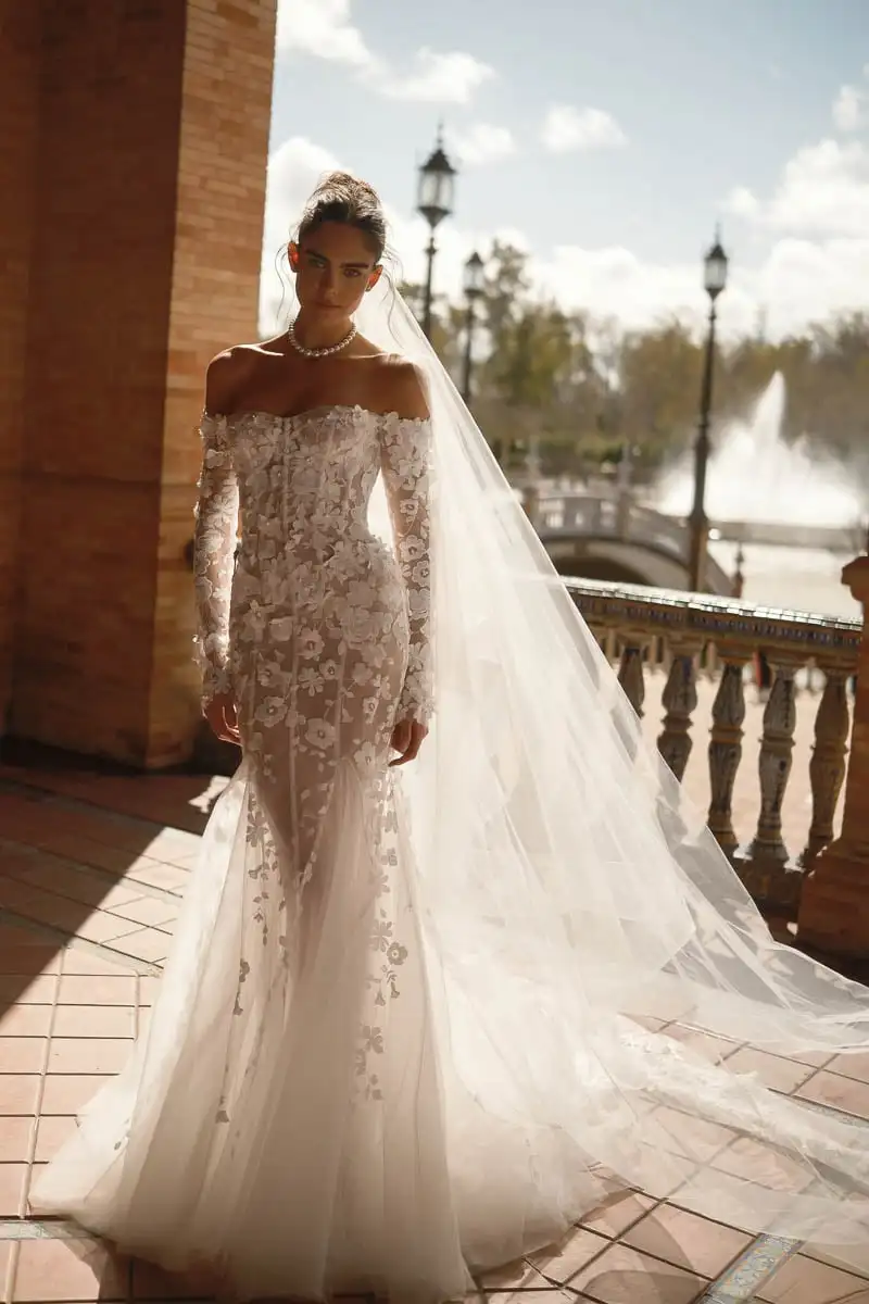 

Vestido De Novia Elegante Vestidos Corte Sirena Long Sleeve Wedding Dresses Corset Dress Tallas Curvy Lace Bespoke Off Shoulder