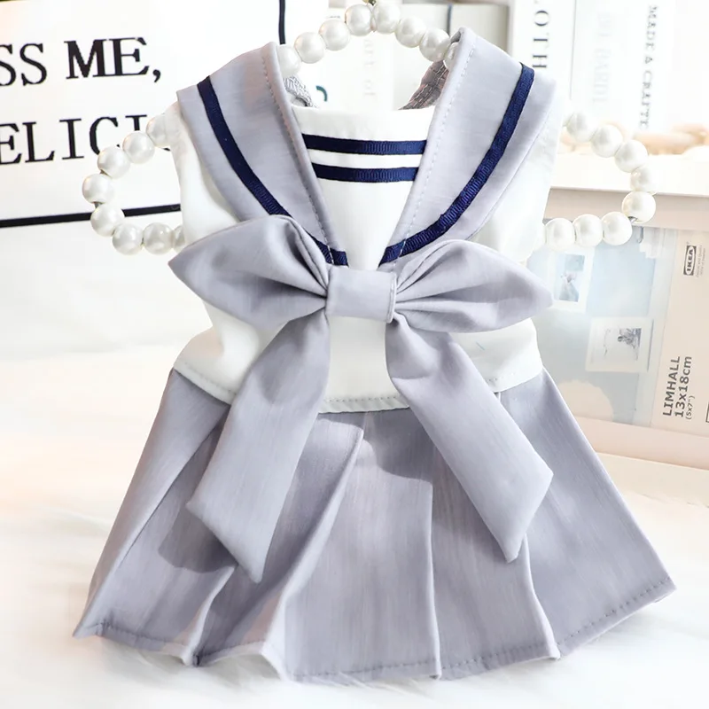 

Kawaii JK Dress Dog Clothes Sailor Suit Skirt Small Dogs Clothing Cat Spring Summer Thin Outfits Girl Maltese Cute Pet Products