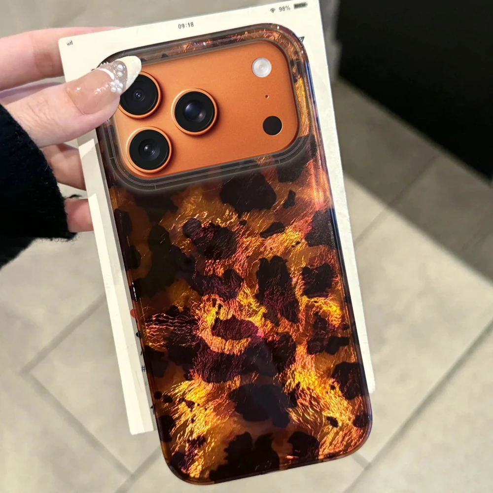 ﻿ Marrom preto leopardo impressão caso de telefone feminino para iphone 17 ar 16 15 14 7 8 plus 13 12 pro max 11 16e xs xr se 2022 2020 capa