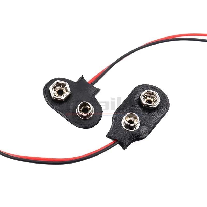 10PCS 9V 6F22 Battery Snap Base Seat Connector Clip Lead Wires Holder Type I / T With DC 5.5*2.1mm Power Plug Wire Length 15CM