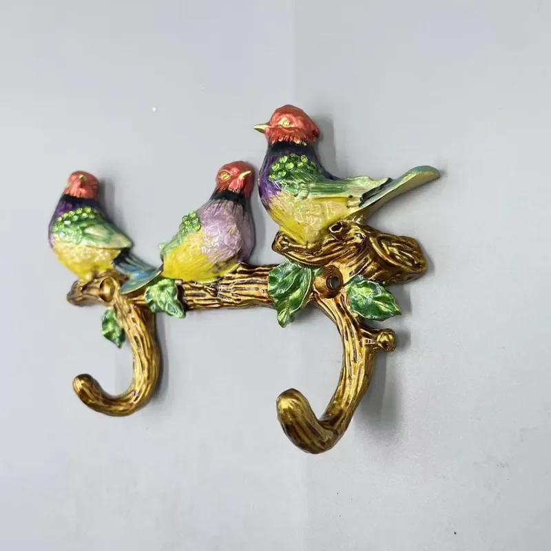 Creative Bird Zinc Alloy Wall Hook European Enamel Color Retro Clothes Hanger for Porch Wardrobe Home