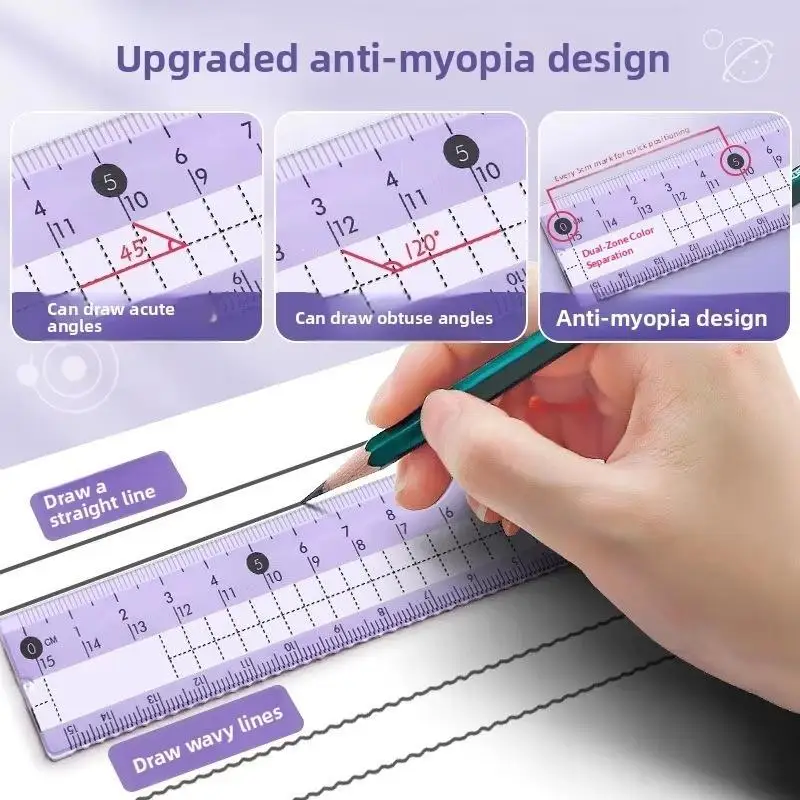 7Pcs/Set Learning Tools Children's Learning Stationery Compasses Spot/Drawing Learning Ruler Tool