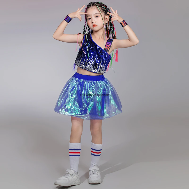 Children's boys and girls cheerleading costume school sports day street dance costume Cool sequin jazz dance performance costume