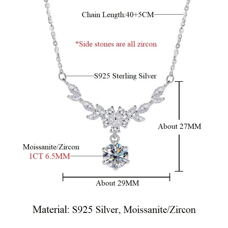 Halaile 1CT D Color Moissanite S925 Sterling Silver Cassia Twig Necklace Trendy Neck Chain Fine Jewelry Women Wedding Gift