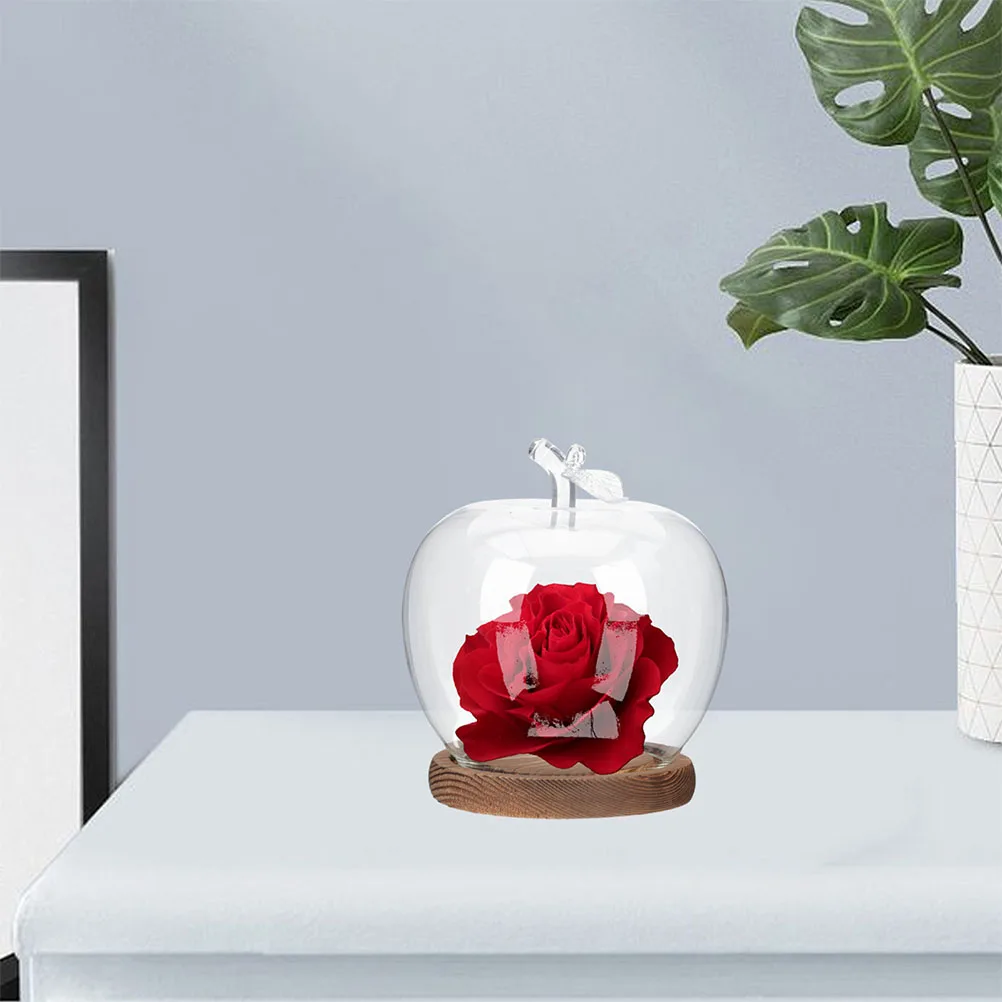 

Apple Glass Cover Flower Protector Ornament Preserved Decor Display Eternal Small Glass Dome Micro Landscape Flowers Dustproof