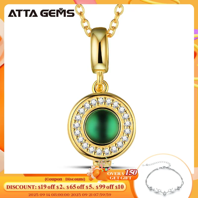 

18K Yellow Gold Plated Lab Grown Emerald Gemstone Necklaces for Women 925 Sterling Silver Jewelry Pendant Nacklace Party Gift