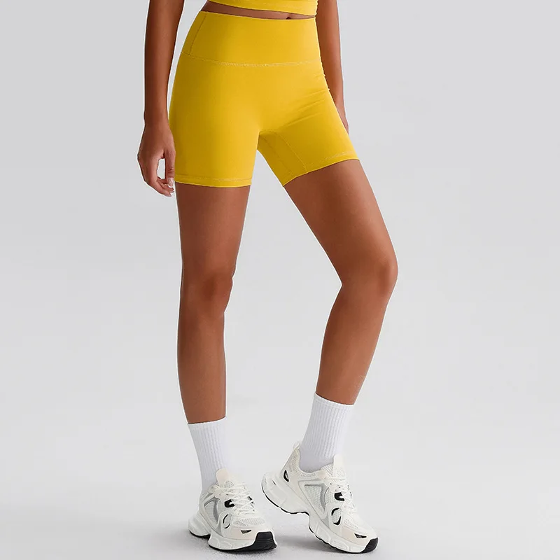Solid Color Fitness Yoga Shorts Women High Waist Tight Leggings Soft Gym Cycling Workout Sports Shorts Polyester Spandex