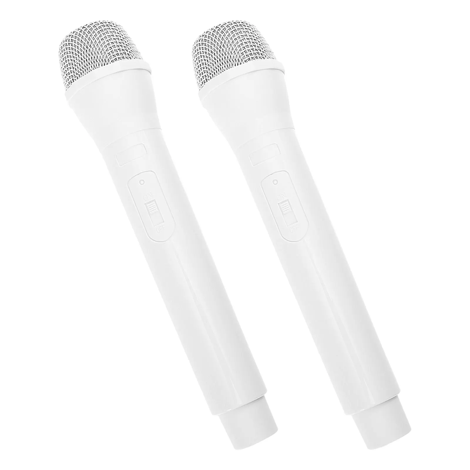 

2Pcs Kids Realistic White Microphone Prop Plastic Pretend Mic for Roleplay Karaoke Singing and Interview Practice Simulation