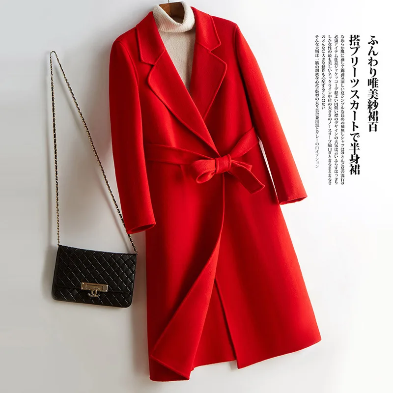 Camel double-sided wool coat women's mid-length 2025 new winter high-end temperament fashion woolen coat