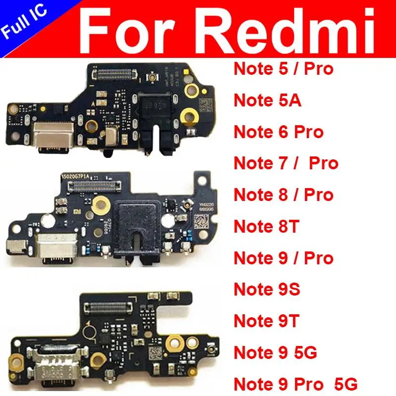 100% Genuine USB Charging Dock Board For Xiaomi Redmi Note 5 6 7 8 9 Pro Max 5G Note 5A 8T 9S 9T Usb Charger Jack Port Board