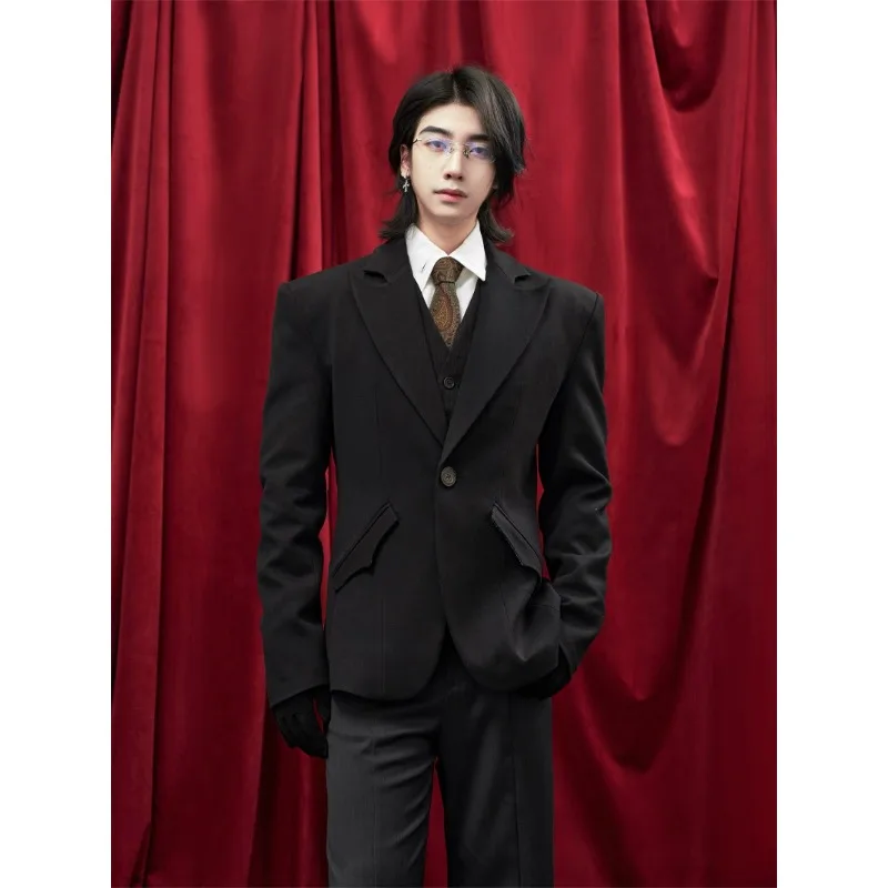 

High Quality Men Suit Slim Coat Shoulder Padded Gentleman Suit Men