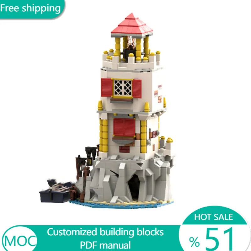 

713 деталей Средневековый маяк Порт-Ройал FlintlockIsle MOC, модульная сборная модель, простой конструктор, игрушка для самостоятельной сборки, рождественский подарок