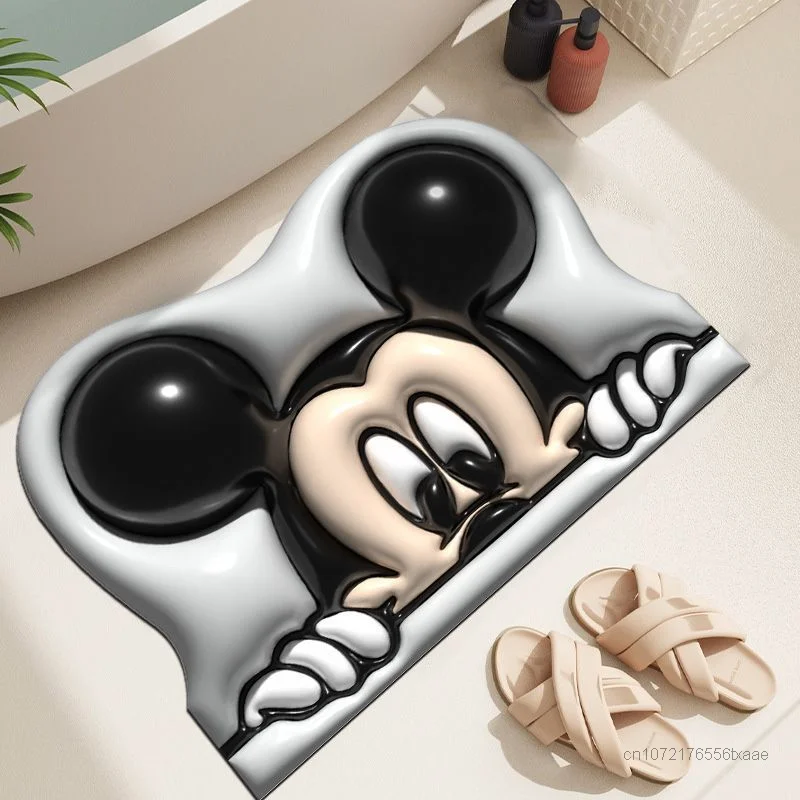 Disney Cartoon Minnie Mickey 3D Floor Mat Diatomaceous Mud Bathroom Water Absorption Anti Slip Foot Mat Indoor Rugs Decoration