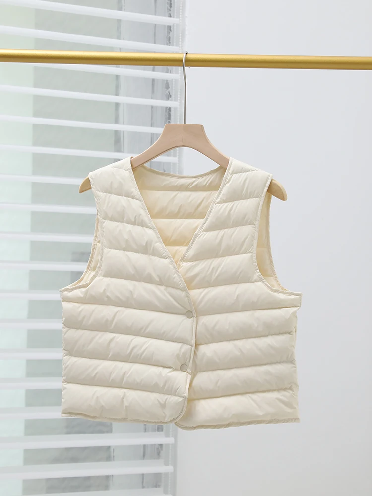 高品質 大きいサイズ レディース ダウンベスト 軽量 暖かい Vネック おしゃれ アウター キルティング ナイロン ジャケット 通勤 スタイリッシュ