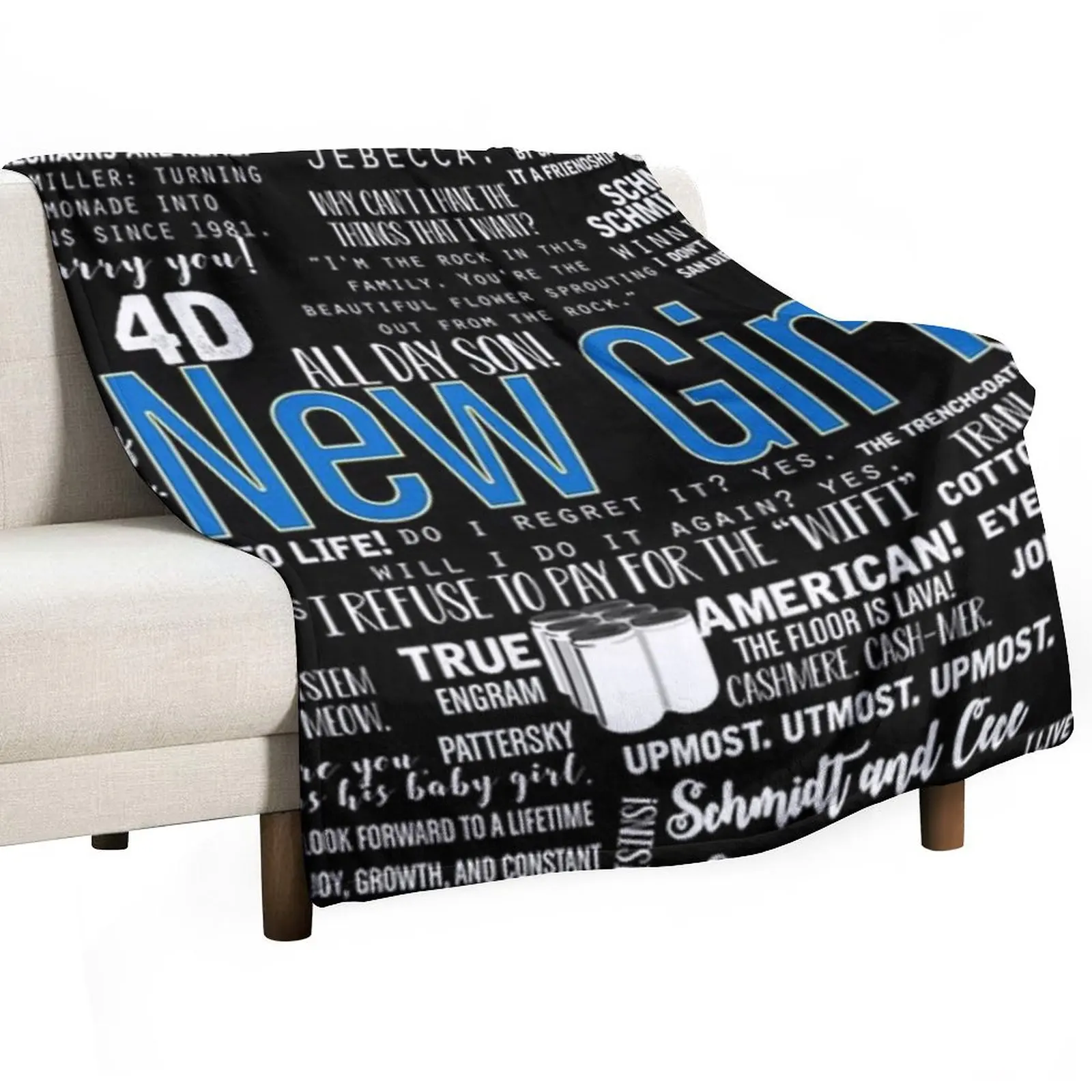 New Girl Memorable Quotes White Font Poster Throw Blanket warm for winter blankets and throws Flannel Large Blankets