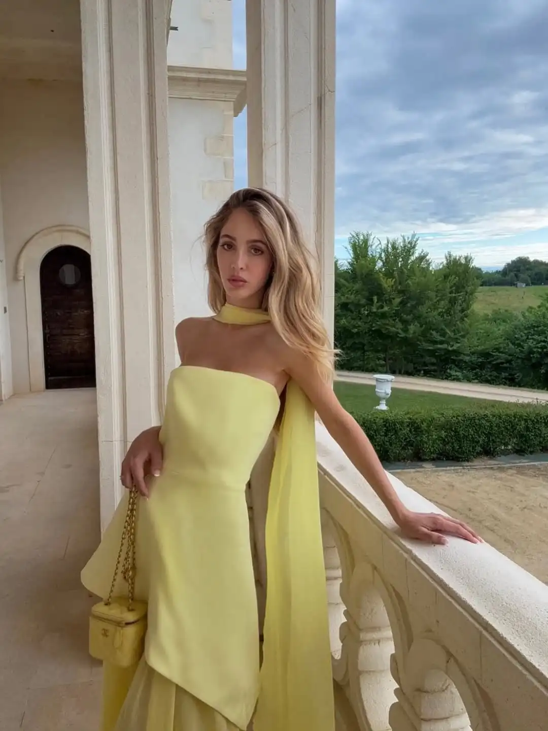 MD Simple 2Pcs Yellow Evening Gown Sleeveless Chiffon Scarf Trumpet Special occasion Dress vestidos de fiesta customised 2025
