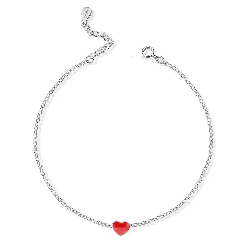 Nouveaux bijoux à la mode, beaux Bracelets en argent Sterling 925, en forme de cœur rouge, personnalité Simple, doux