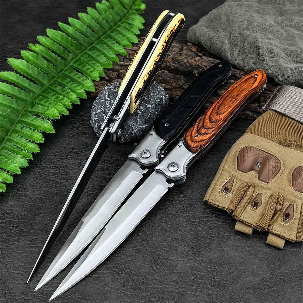 سكين كبير قابل للطي مقاس 12 بوصة، شفرة فولاذية D2، مقبض من الخشب أو الراتنج أو البلاستيك، غمد من النايلون، هدية أداة EDC للتخييم في الهواء الطلق #3