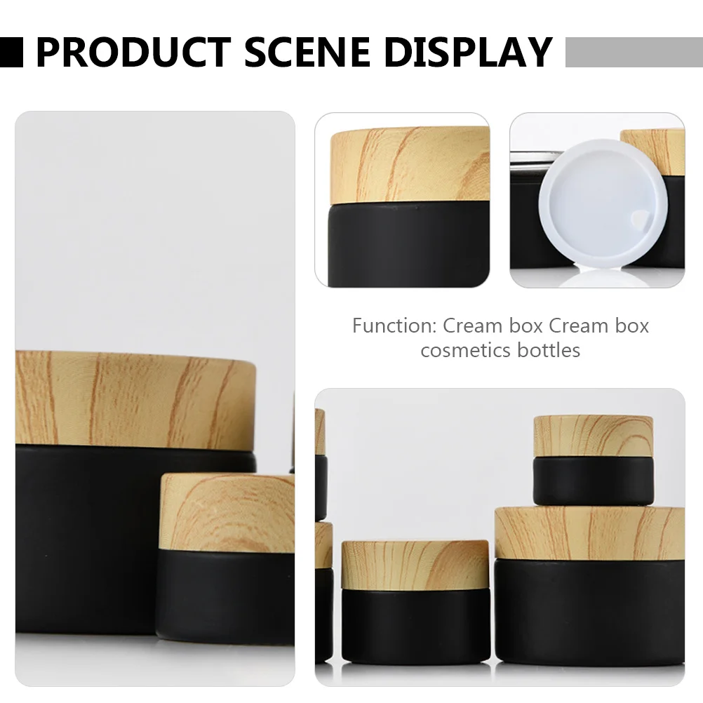

4Pcs Small Frosted Glass Jars Cream Containers Refillable Storage Boxes Portable Travel Bottles Durable