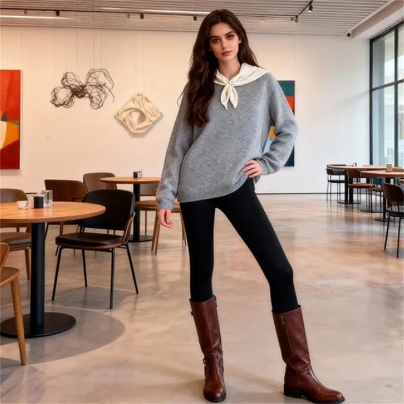 

Women's High-Street Patchwork Scarf Knit Top Casual Autumn/Winter New Collection 2025