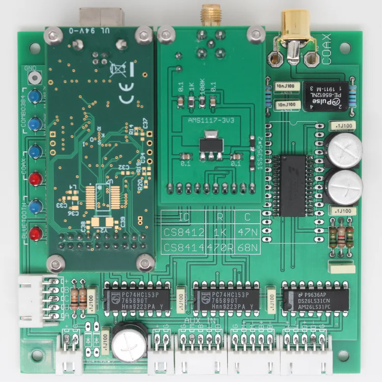 

CS8412 Bluetooth Коаксиальный COMBO384 Вход USB-интерфейс XMOS Итальянский интерфейс Формирование источника звука Импульс печатной платы Пустая плата